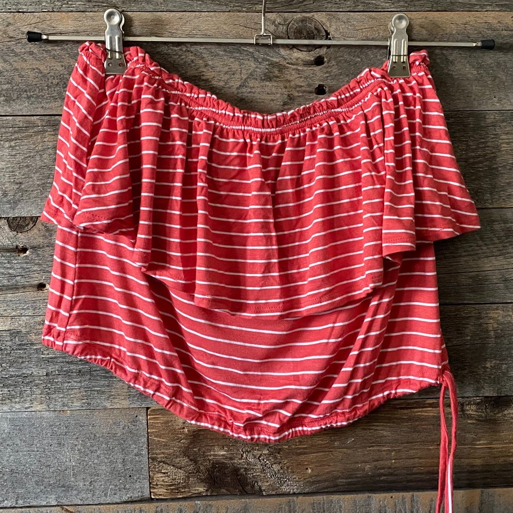 Abercrombie & Fitch Red and White Stripe Tube Top Size S